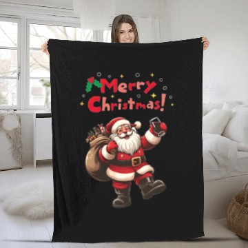 Discover Red Illustrative Merry Christmas Design Fleece Blankets