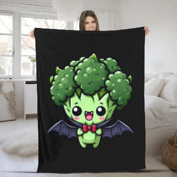 Discover Cute Halloween Broccoli Vampire Cartoon Fleece Blankets