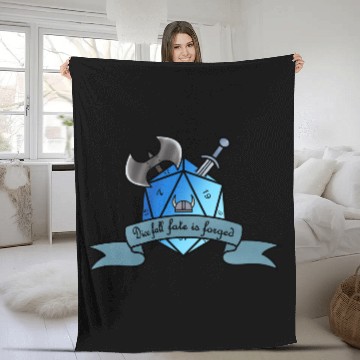 Discover D20 dice with warrior theme Fleece Blankets