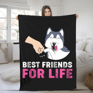 Discover Siberian Husky Dog Lover Best Friends For Life Fleece Blankets