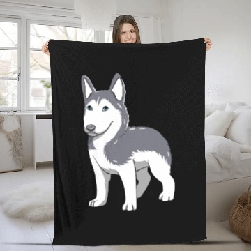 Discover Dog Lover Cute Siberian Husky Puppy Fleece Blankets