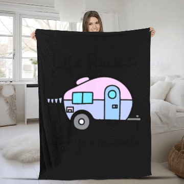 Discover Camping Camper Life Rocks When Your Home Rolls Fleece Blankets