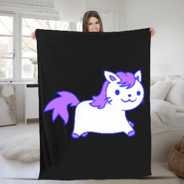 Discover Little Pony Cat Face Little Small Horse Riding Fun Fleece Blankets