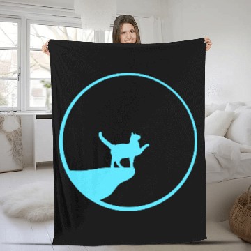 Discover Cat Moon Cliff At Night Werewolf Round Howling Fun Fleece Blankets