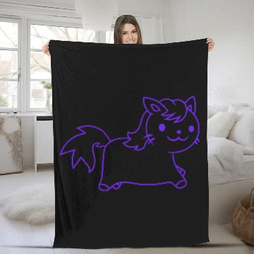 Discover Little Pony Cat Face Little Small Horse Riding Fun Fleece Blankets