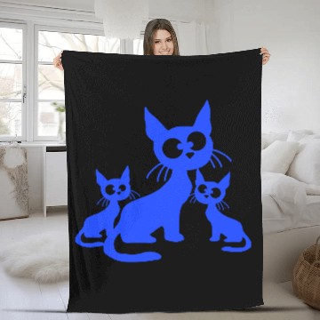 Discover Crazy Cats Family Mom Dad 2 Small Cute Kids Babies Fleece Blankets