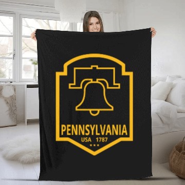 Discover Vintage Pennsylvania Emblem with Liberty Bell Fleece Blankets