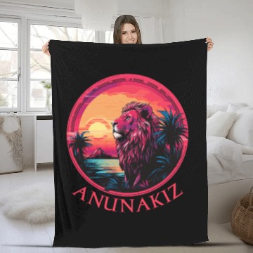 Discover Anunakiz Lion of Ishtar’s Horizon Fleece Blankets