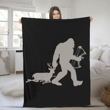 Discover Bigfoot Sasquatch Deer Hunter Fleece Blankets