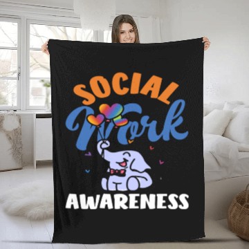 Discover Social Work Awareness Elephant Balloons Fleece Blankets