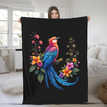 Discover Fantastical Bird Of Paradise Painting Fleece Blankets