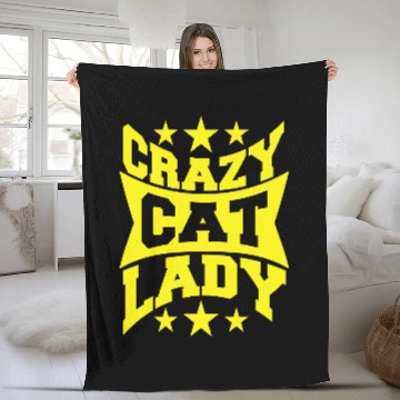 Discover Crazy Cat Lady Text Love Saying Quote Weird Woman Fleece Blankets