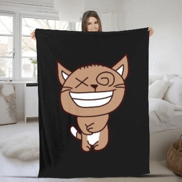Discover Crazy Cat Weird Funny Eyes Cool Grimace Cartoon Fleece Blankets