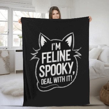 Discover I’m Feline Spooky Cat Halloween Saying Fleece Blankets