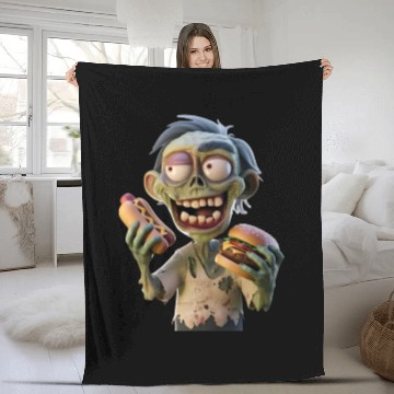 Discover zombie eating Fleece Blankets