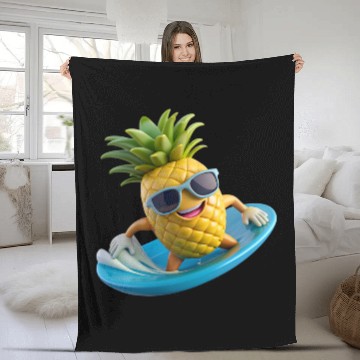 Discover Pineapple Surfer Fleece Blankets