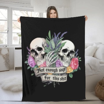 Discover Bold Gothic Skulls & Sage Art | Dark Humor Fleece Blankets