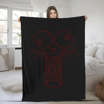 Discover Crazy Cat Lady Text Love Saying Quote Weird Woman Fleece Blankets