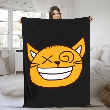 Discover Crazy Cat Weird Funny Eyes Cool Grimace Cartoon Fleece Blankets