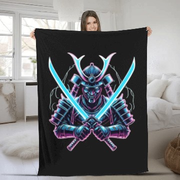 Discover Neon Samurai Fleece Blankets