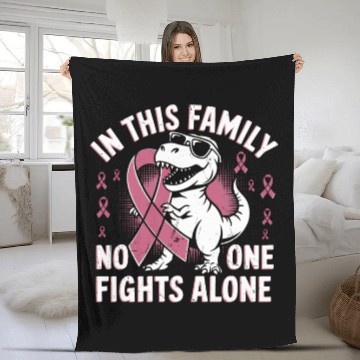 Discover Family Strong Pink Ribbon Dino Fleece Blankets