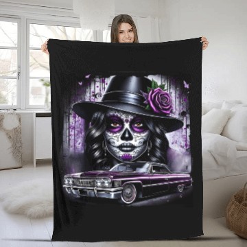 Discover lowrider catrina Sugar skull Fleece Blankets