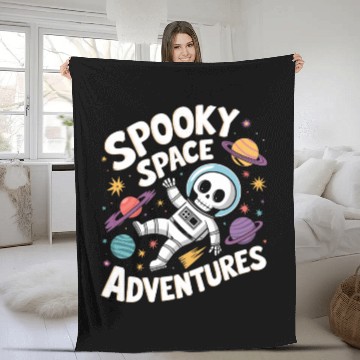 Discover Spooky Space Adventures with Astronaut Skull Fleece Blankets