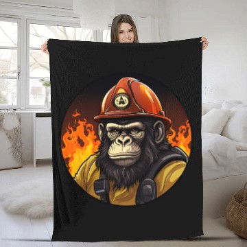 Discover Firefighter monkey Fleece Blankets