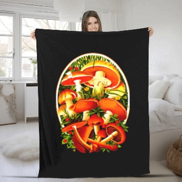 Discover mushroom collage Fleece Blankets
