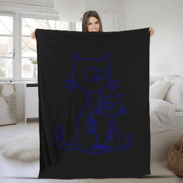 Discover 2 Curious Cats Looking Funny Mom Dad Little Kid Fleece Blankets