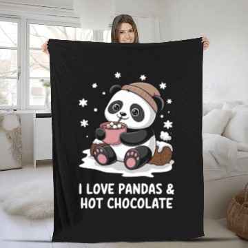 Discover I Love Pandas & Hot Chocolate Cozy Vibes Fleece Blankets