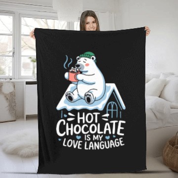 Discover Hot Chocolate Is My Love Language Cozy Polar Bear Fleece Blankets
