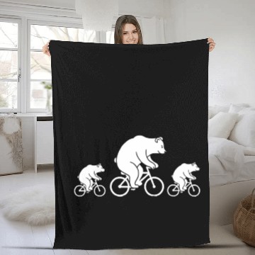 Discover Dad of twins Funny Twin baby Bears Riding Bicycle Fleece Blankets