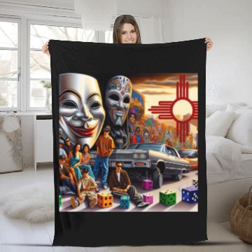 Discover New Mexico Zia Symbol Fleece Blankets