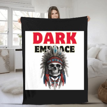 Discover Dark Embrace Skull - Tribal Gothic Art Fleece Blankets