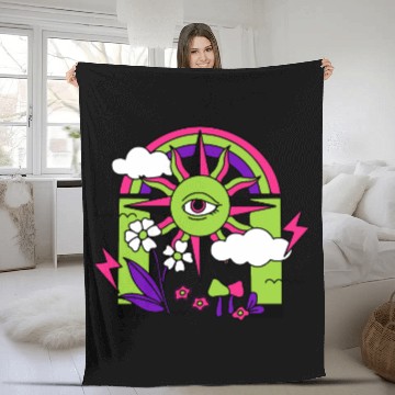 Discover Pink ve Green Psychedelic I Need Space Fleece Blankets