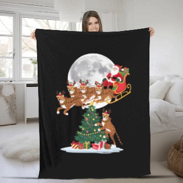 Discover Xmas Tree Lights Funny Santa Riding Cheetah Fleece Blankets