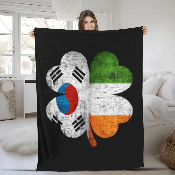 Discover Korean Irish Shamrock South Korea Ireland Flag Fleece Blankets