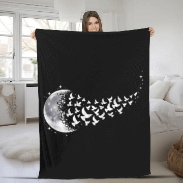 Discover Moon and Butterfly Transformation Design Fleece Blankets
