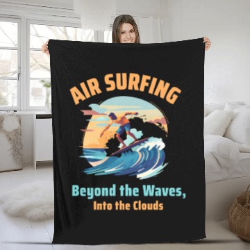 Discover Air Surfing: Beyond the Waves, Into the Clouds Fleece Blankets