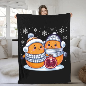 Discover Cozy Winter Fruits: Oranges & Pomegranate Fleece Blankets