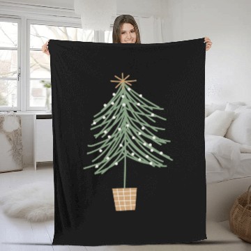 Discover Snowy Christmas Tree with Star  Fleece Blankets