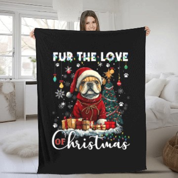 Discover French Bulldog Christmas Tree Decoration Dog Lover Fleece Blankets