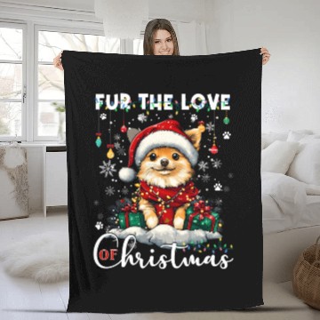 Discover Pomeranian Christmas Tree Decorations Dog Lover Fleece Blankets