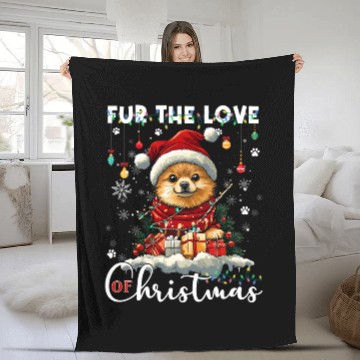 Discover Pomeranian Christmas Tree Decorations Dog Lover Fleece Blankets