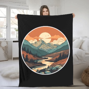 Discover Nature Hiking Landscape Fleece Blankets