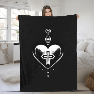 Discover Heart Necklace Tattoo Fleece Blankets