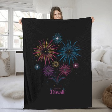Discover Joyous Fireworks for Diwali Festival Fleece Blankets