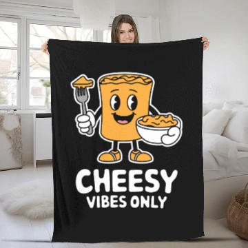 Discover Cheesy Vibes Only Cartoon Delight Fleece Blankets