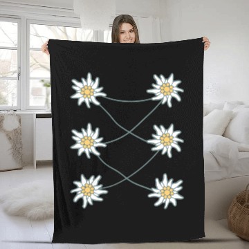 Discover White Alps Edelweiss Flower Mountain Hiking Flower Fleece Blankets